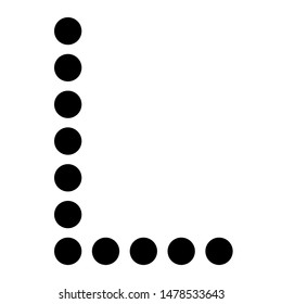 Dot alphabet make from circle letter L isolated on white background