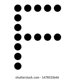 Dot alphabet make from circle letter F isolated on white background