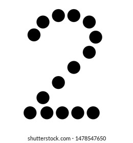 Dot alphabet make from circle number 2  isolated on white background