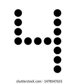 Dot alphabet make from circle number 4 isolated on white background