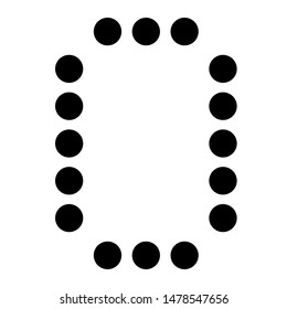 Dot alphabet make from circle number 0 isolated on white background