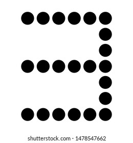 Dot alphabet make from circle number 3  isolated on white background