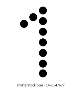 Dot alphabet make from circle number 1  isolated on white background