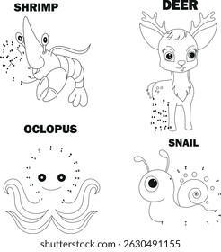 Dot to dot animal coloring pages