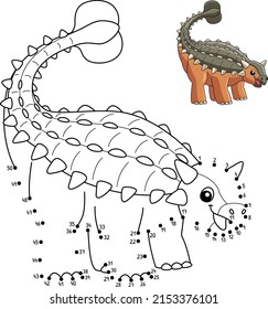 Dot a Dot Ankylosaurus Coloración de dinosaurios aislados