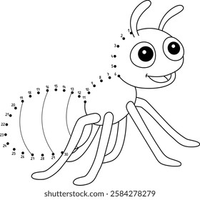 Dot to Dot Ant Animal Isolated Coloring Page