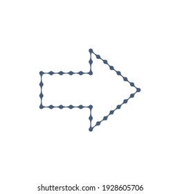 Dot arrow cursor, direction. Black symbol on white background vector Illustration .