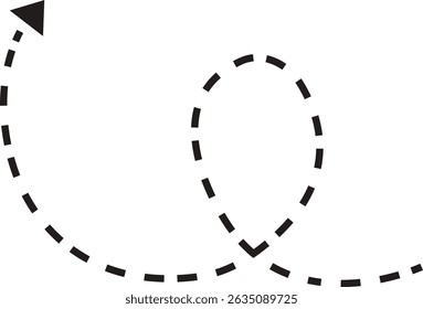 dot arrow icon. Hand drawn black dotted line doodle arrow, curve arrow vector . Sketch curved dashed arrows design isolated on transparent background. Direction shape for web and app.