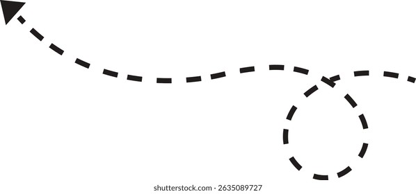 dot arrow icon. Hand drawn black dotted line doodle arrow, curve arrow vector . Sketch curved dashed arrows design isolated on transparent background. Direction shape for web and app.