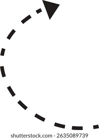 dot arrow icon. Hand drawn black dotted line doodle arrow, curve arrow vector . Sketch curved dashed arrows design isolated on transparent background. Direction shape for web and app.