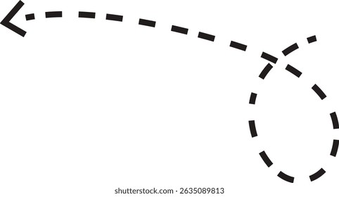 dot arrow icon. Hand drawn black dotted line doodle arrow, curve arrow vector . Sketch curved dashed arrows design isolated on transparent background. Direction shape for web and app.