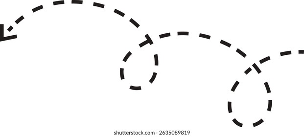 dot arrow icon. Hand drawn black dotted line doodle arrow, curve arrow vector . Sketch curved dashed arrows design isolated on transparent background. Direction shape for web and app.