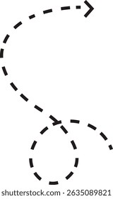 ícone de seta de ponto. Seta de doodle de linha pontilhada preta desenhada à mão, vetor de seta curva . Desenho curvo pontilhado setas design isolado no fundo transparente. Forma de direção para Web e aplicativo.