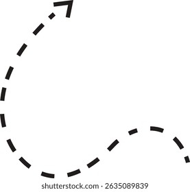ícone de seta de ponto. Seta de doodle de linha pontilhada preta desenhada à mão, vetor de seta curva . Desenho curvo pontilhado setas design isolado no fundo transparente. Forma de direção para Web e aplicativo.