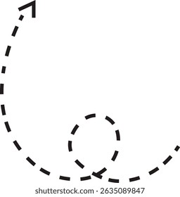 dot arrow icon. Hand drawn black dotted line doodle arrow, curve arrow vector . Sketch curved dashed arrows design isolated on transparent background. Direction shape for web and app.