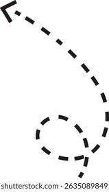 ícone de seta de ponto. Seta de doodle de linha pontilhada preta desenhada à mão, vetor de seta curva . Desenho curvo pontilhado setas design isolado no fundo transparente. Forma de direção para Web e aplicativo.