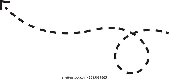 dot arrow icon. Hand drawn black dotted line doodle arrow, curve arrow vector . Sketch curved dashed arrows design isolated on transparent background. Direction shape for web and app.