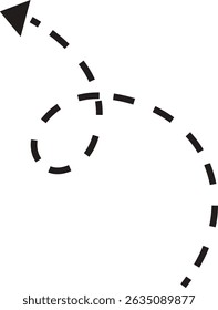 dot arrow icon. Hand drawn black dotted line doodle arrow, curve arrow vector . Sketch curved dashed arrows design isolated on transparent background. Direction shape for web and app.