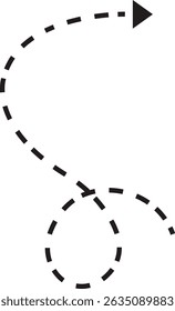 dot arrow icon. Hand drawn black dotted line doodle arrow, curve arrow vector . Sketch curved dashed arrows design isolated on transparent background. Direction shape for web and app.