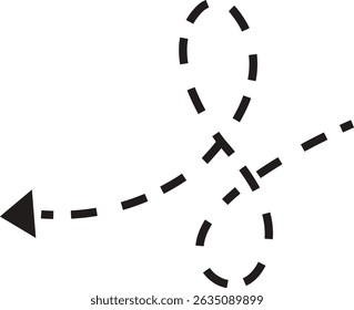 dot arrow icon. Hand drawn black dotted line doodle arrow, curve arrow vector . Sketch curved dashed arrows design isolated on transparent background. Direction shape for web and app.