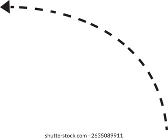 dot arrow icon. Hand drawn black dotted line doodle arrow, curve arrow vector . Sketch curved dashed arrows design isolated on transparent background. Direction shape for web and app.