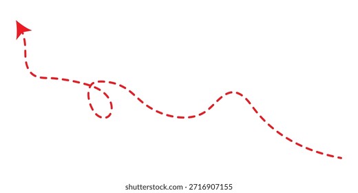 dot arrow icon. Hand drawn red dotted line doodle arrow, curve arrow vector. Sketch curved dashed arrows design isolated on white background. Direction shape for web and app.