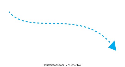 dot arrow icon. Hand drawn sky dotted line doodle arrow, curve arrow vector. Sketch curved dashed arrows design isolated on white background. Direction shape for web and app.