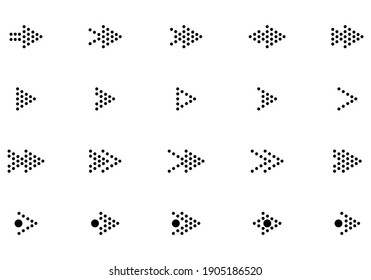 Dot arrow icon, pointer or cursor set collection vector