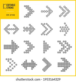 dot arrow icons set - editable stroke