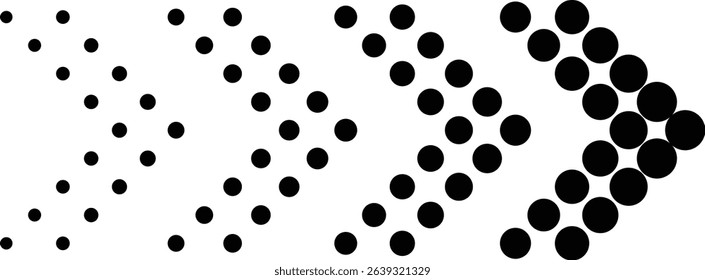 Dot Arrow Path: A graphic representation of an arrow comprised of a series of dots, artfully illustrating direction and progression, inviting the viewer to visualize the concept of movement.