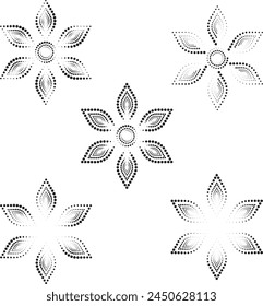 Dot art circular pattern flowers vector