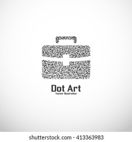 Dot art design of the bag icon logo