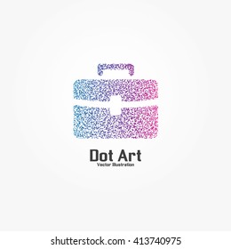 Dot art design of the bag icon logo