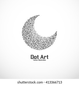 Dot art design of the moon icon logo