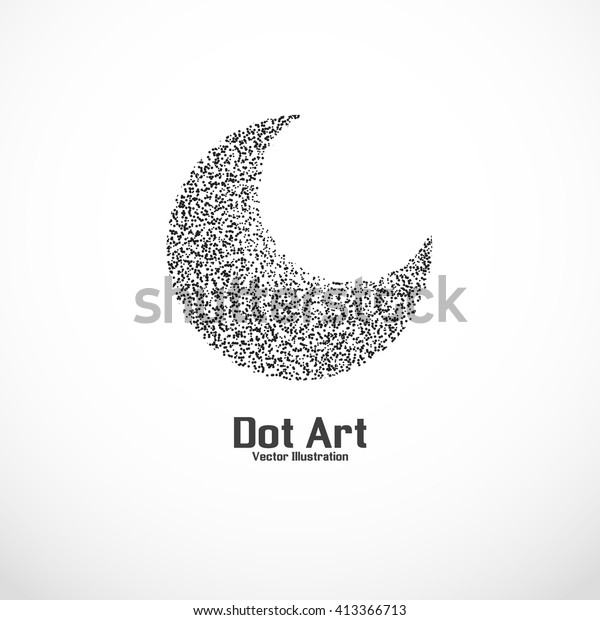 Dot art design of the\
moon icon logo