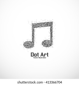 Dot art design of the music icon logo