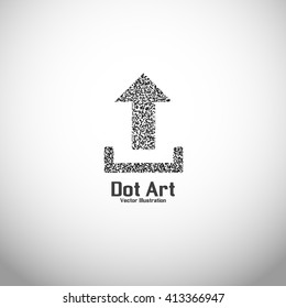 Dot art design of the upload icon logo
