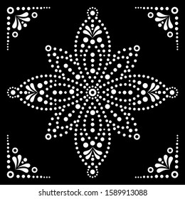 Dot art vector flower or star, traditional Aboriginal dot painting design, indigenous decoration from Australia
 
Abstract flower design with dots, circles, ethnic Australian geometric composition 