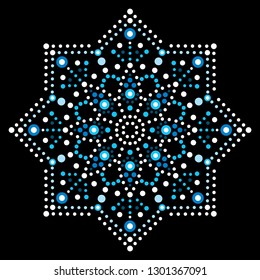 Dot art vector snowflake - Christmas or winter pattern, traditional Aboriginal dot painting design, indigenous decoration from Australia
 
Xmas snowflake with dots, circles, ethnic Australian geometri