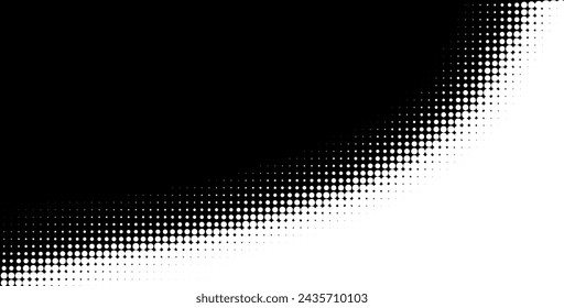 Dot  background. Half tone texture. Gradient dots pattern. Halftone curve corner. Vector dots pattern.