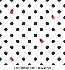 Dot Background With Lady Bug