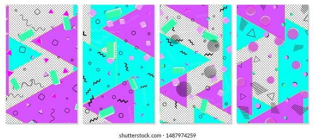 Dot background. Memphis pattern. Pop art colors. Geometric shapes. Vector Illustration. Abstract dots background.