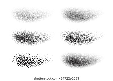 Dot background, round halftone texture elements, noise gradient dots pattern, half tone spray with copy space, spot fade vector illustration