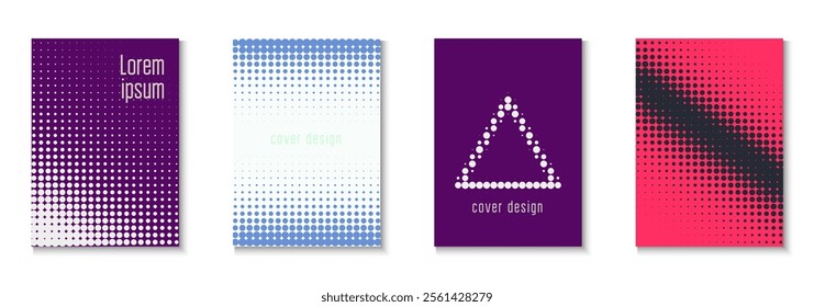 Dot Background Set. Summer Concept With Minimal Art. Linear Shapes In Annual Frame. Music Flyer. Minimalist Book Pattern. Geometric Wave Cover. Trendy Dot Background