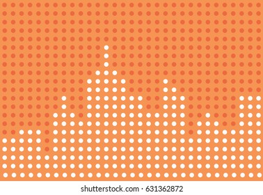 dot background which white dot is formed to be flat city picture with orange background