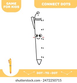 Dot to dot ball pen educational game for preschool kids. Activity worksheet