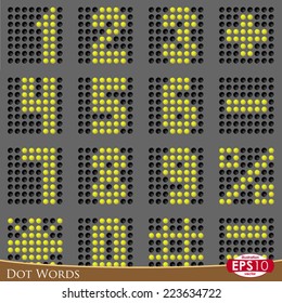 Dot based vector font numbers and symbols.