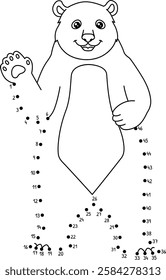 Dot to Dot Bear Animal Isolated Coloring Page