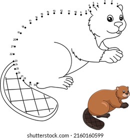 Dot to Dot Beaver Coloring Page for Kids