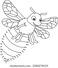 Dot to Dot Bee Animal Isolated Coloring Page